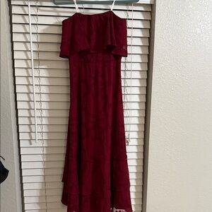 Lulu's Strapless Burgundy Dress